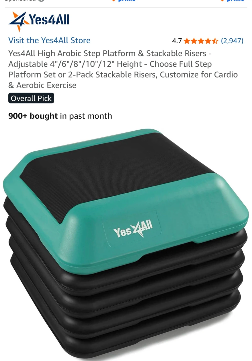 Yes4All High Aerobic Step Platform & Stackable Risers
