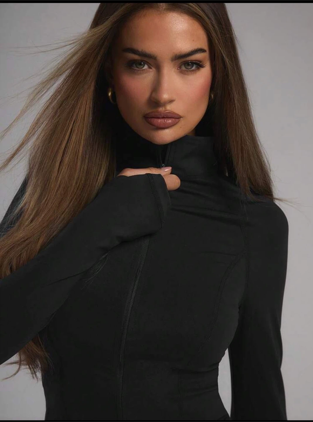 Black Long-Sleeve Sport Zip-Up
