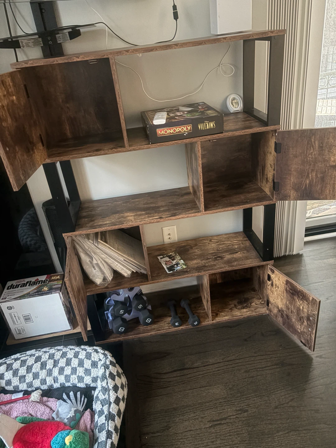 Industrial Style Wood and Metal Storage Bookshelf - photo 2