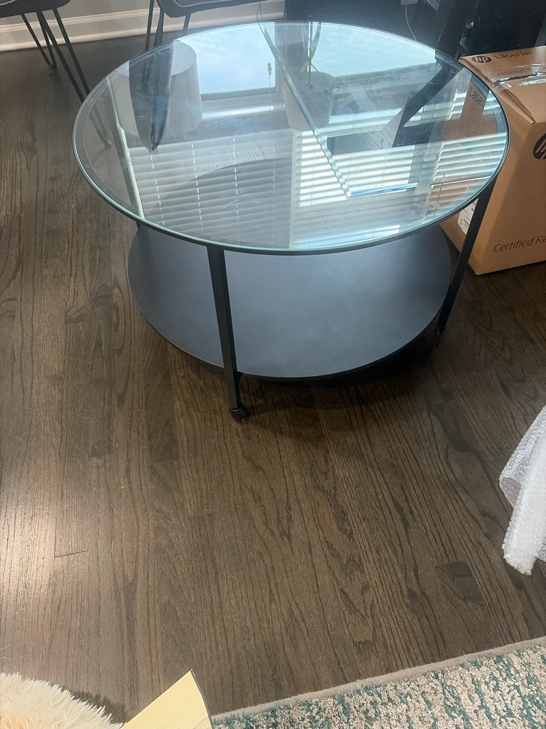 Round Glass Coffee Table with Lower Shelf - photo 3