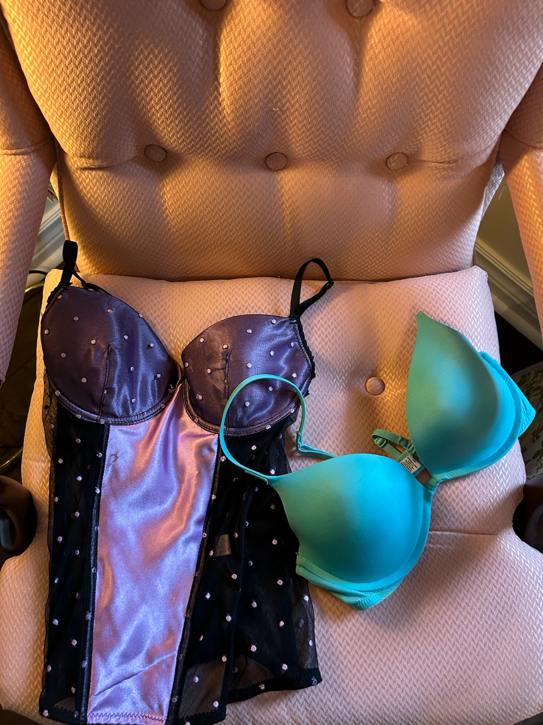 Purple Polka Dot Corset & Bra - Free