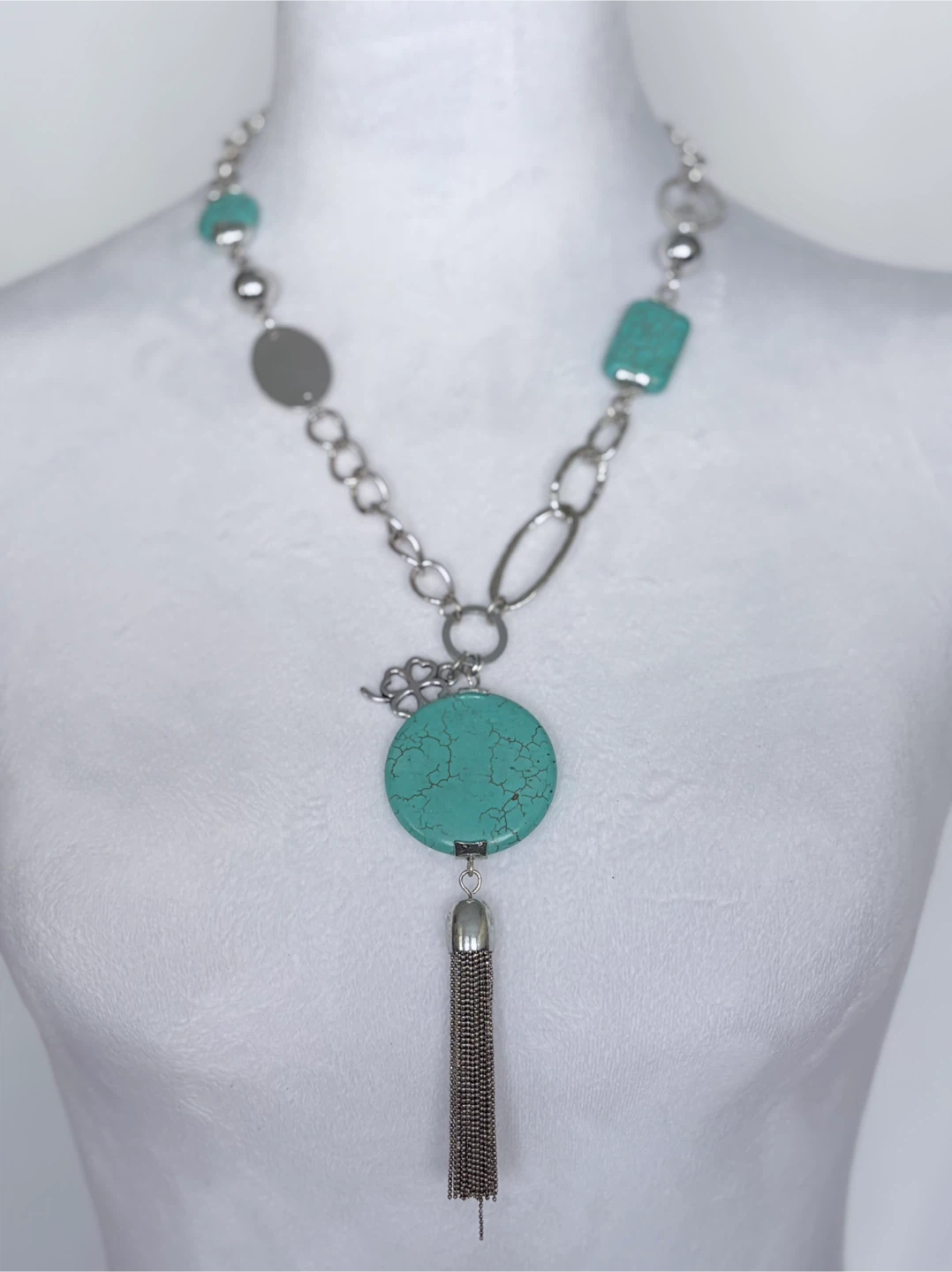 Statement Necklace with Turquoise-Style Beads