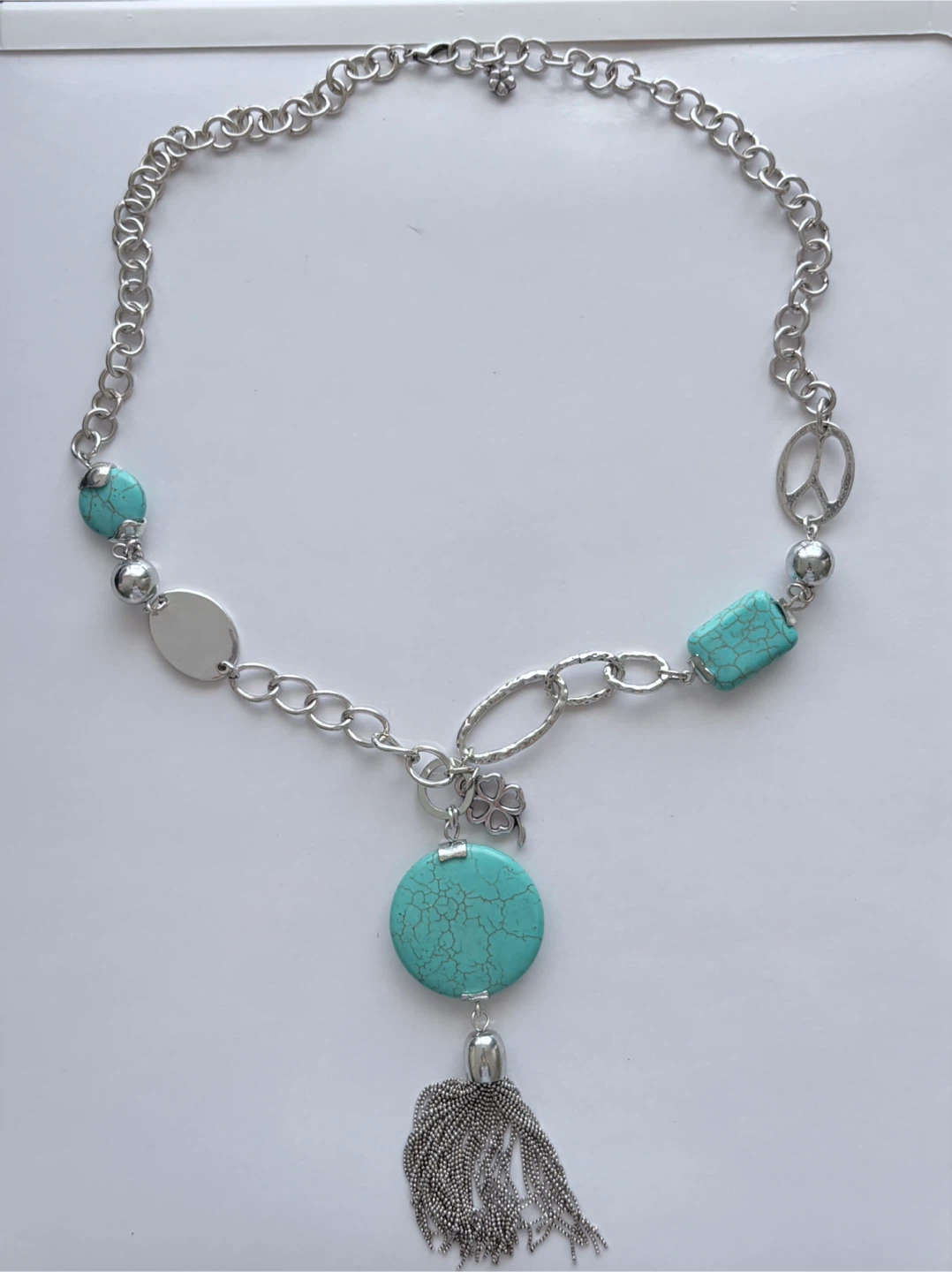 Statement Necklace with Turquoise-Style Beads - photo 2