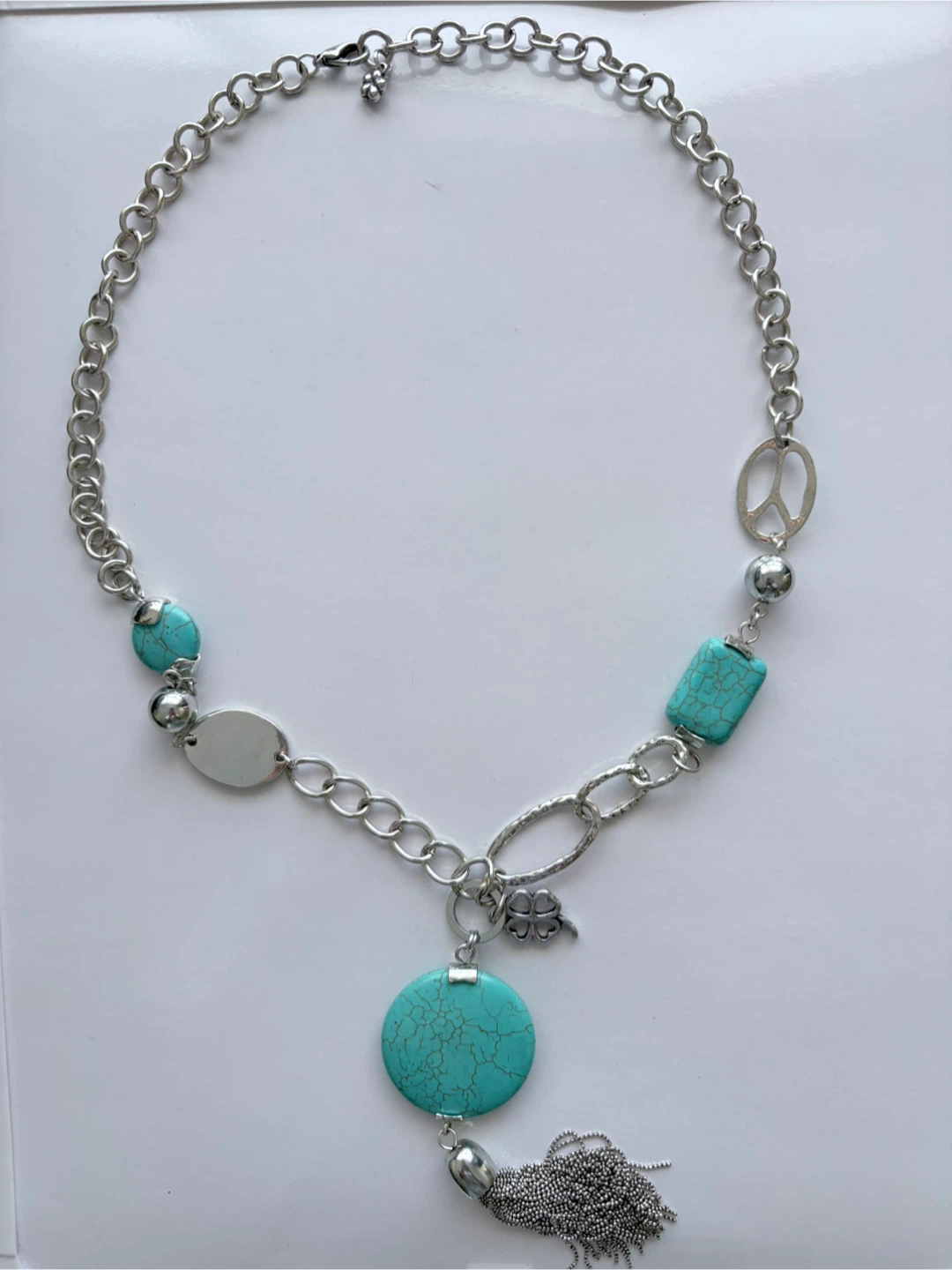 Statement Necklace with Turquoise-Style Beads - photo 3