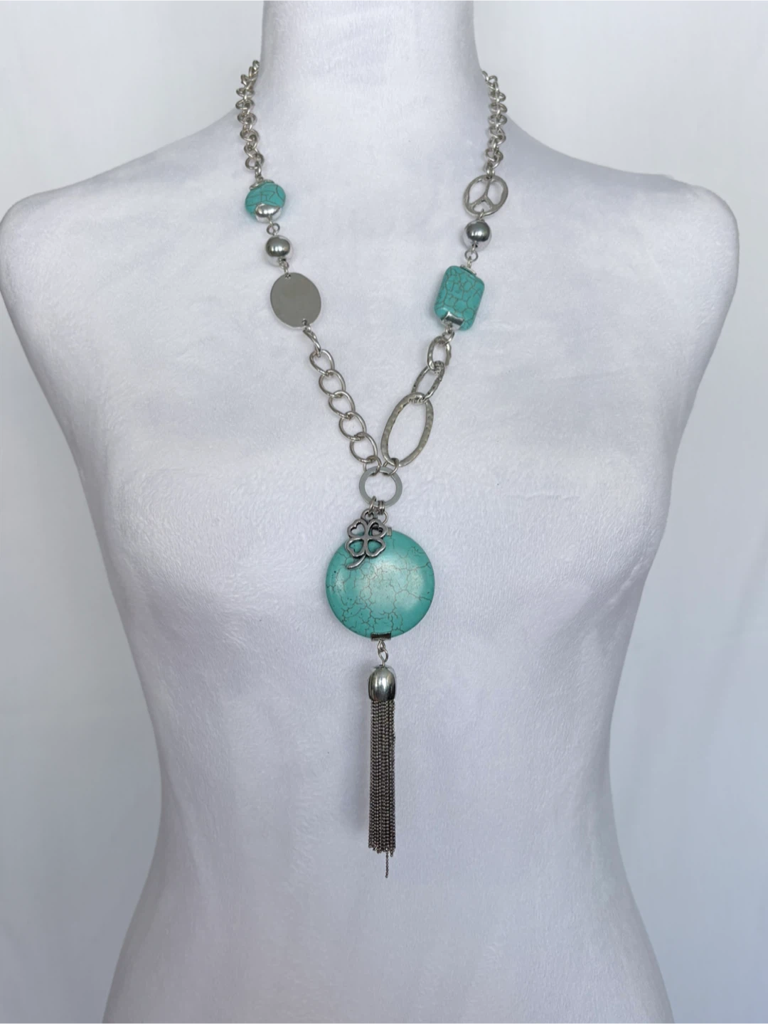 Statement Necklace with Turquoise-Style Beads - photo 5