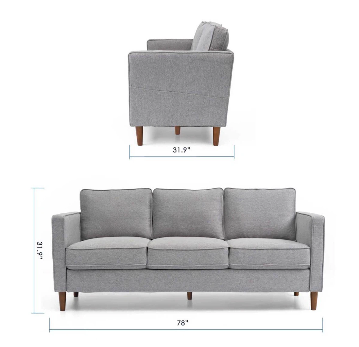 Modern Grey 3-Seater Sofa / Couch – 78” – Excellent Condition - photo 4