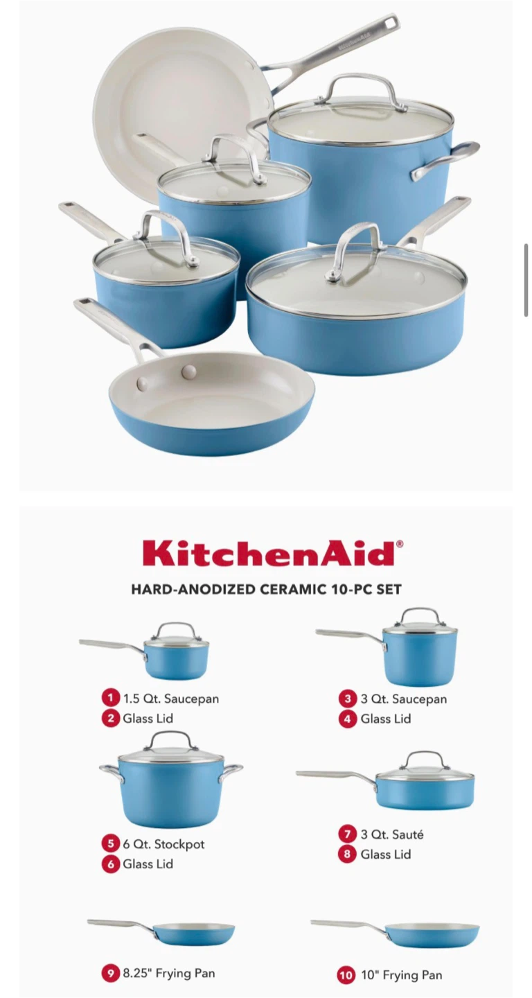 KitchenAid 10-Piece Hard Anodized Ceramic Cookware Set