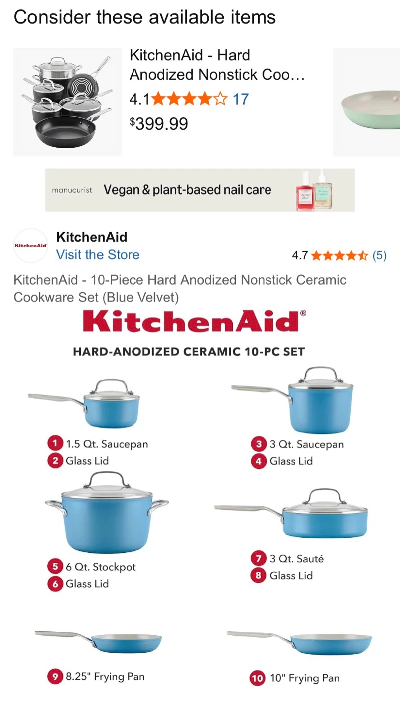 KitchenAid 10-Piece Hard Anodized Ceramic Cookware Set - photo 3