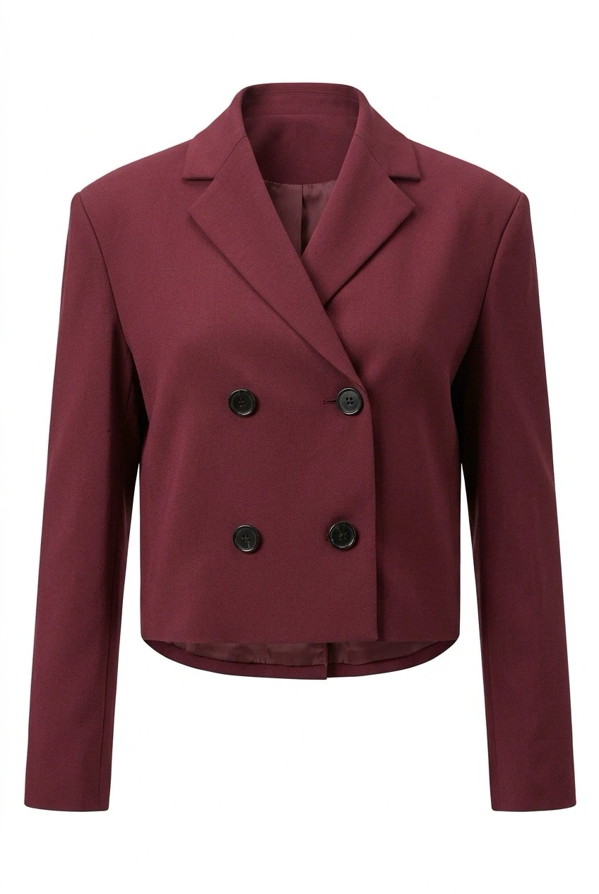 Theory Crop DB Jacket Grenache Admiral Crepe Burgundy Size 6