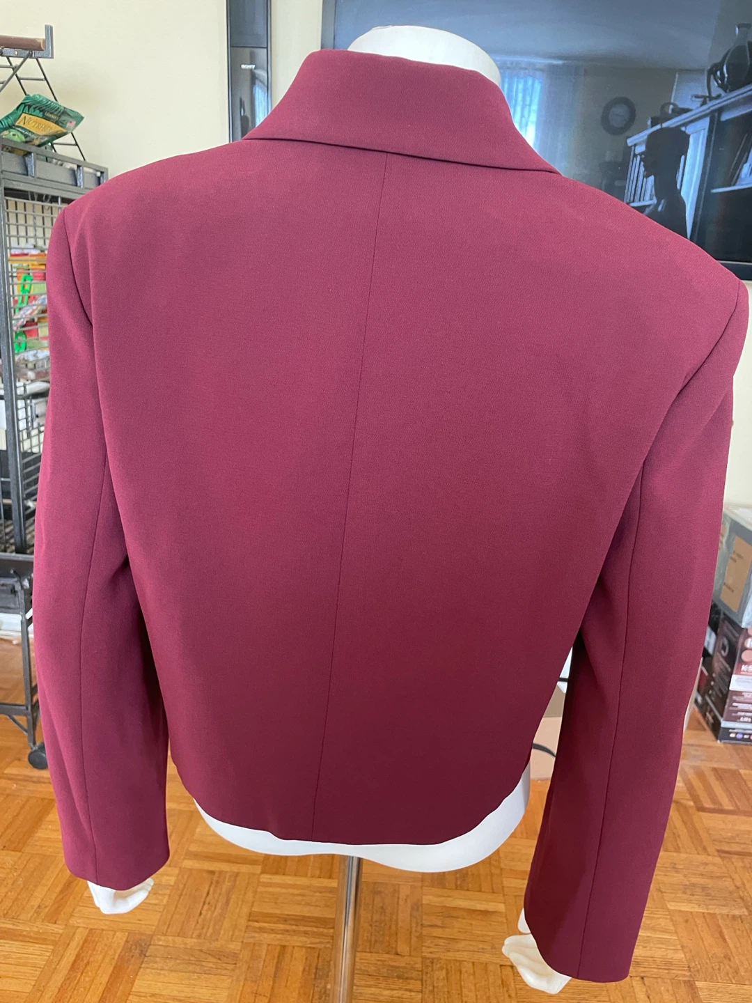 Theory Crop DB Jacket Grenache Admiral Crepe Burgundy Size 6 - photo 4
