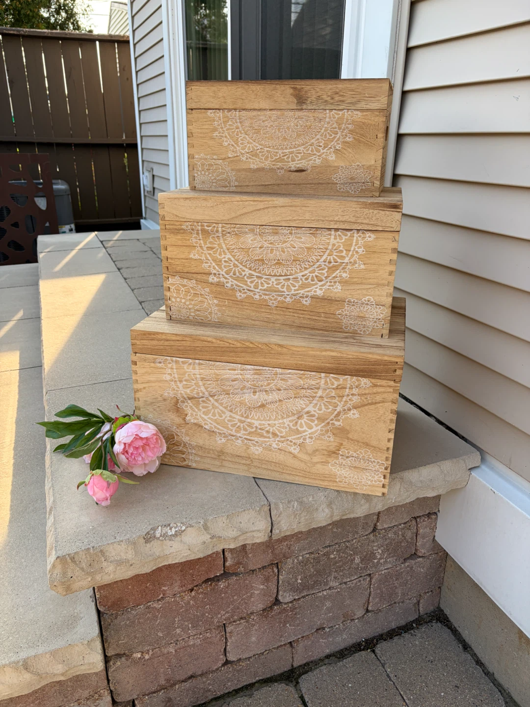 THREE CUTE WOODEN STORAGE BOXES