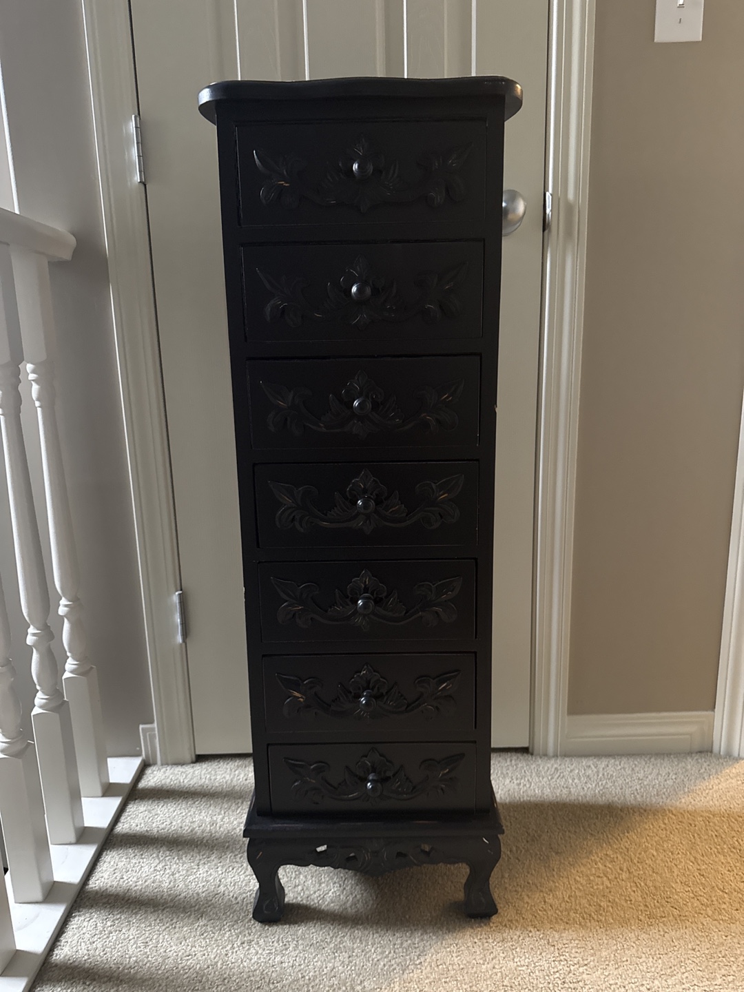 Black Ornate Tall Dresser / Cabinet