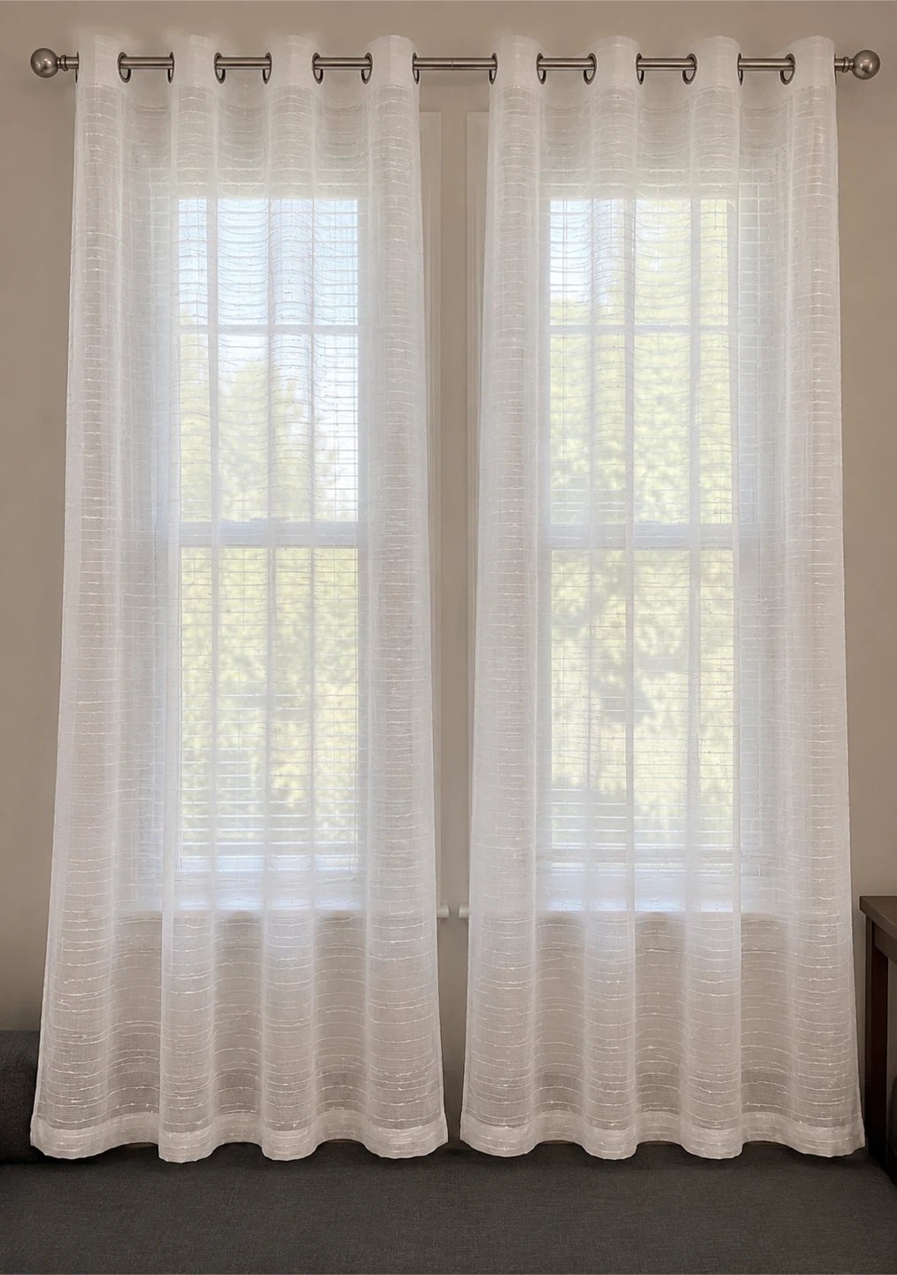 7 panels- Set of White Polyester Sheer Curtains