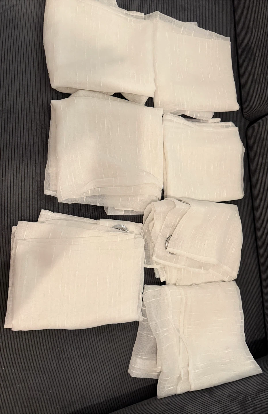 7 panels- Set of White Polyester Sheer Curtains - photo 2