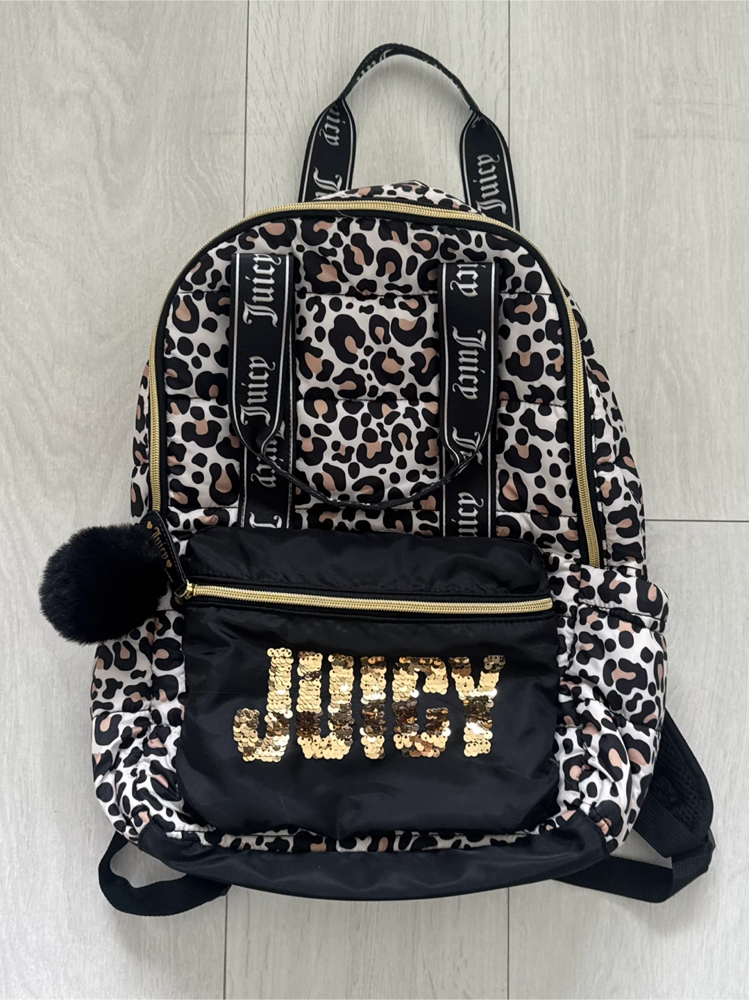 EUC JUICY COUTURE LEOPARD SEQUIN BACKPACK