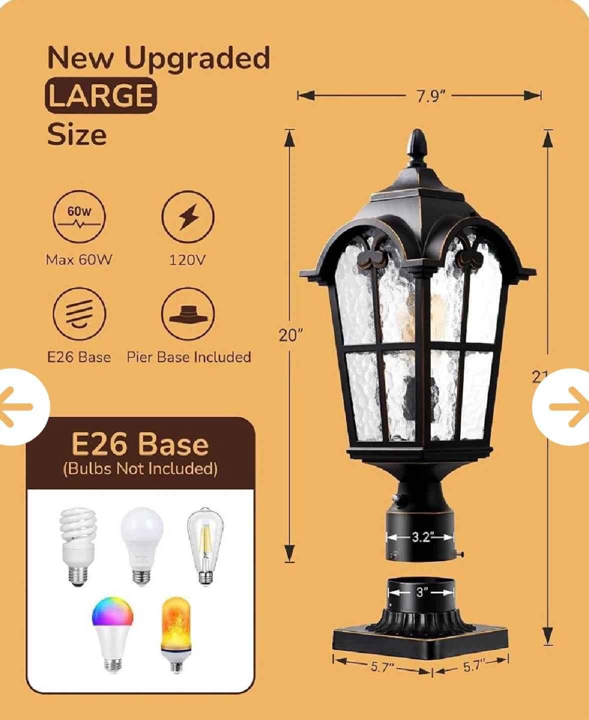 Edishine Outdoor Post Lights - 2 Pack - photo 3