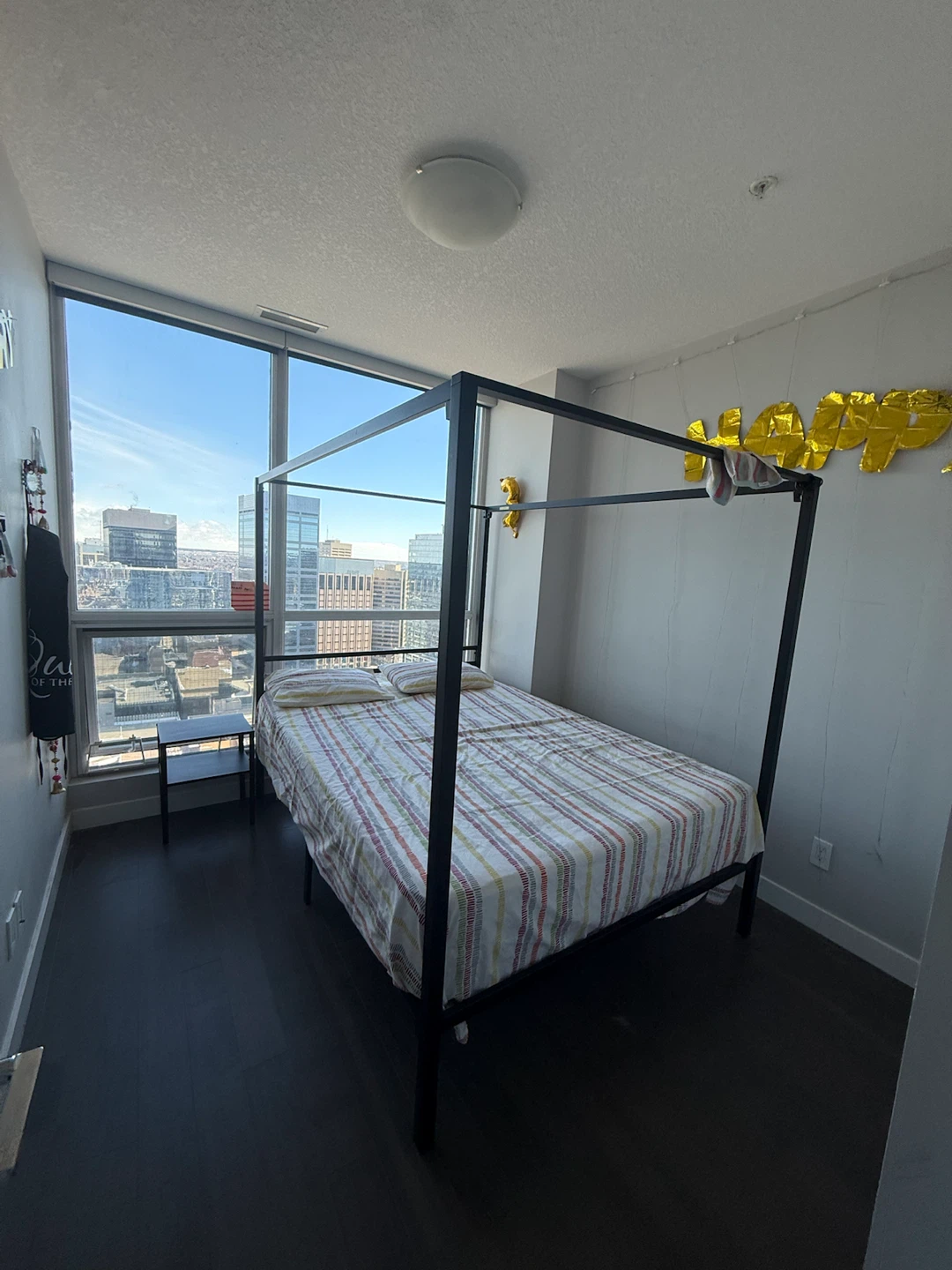 Black Metal Canopy Bed Frame - photo 2