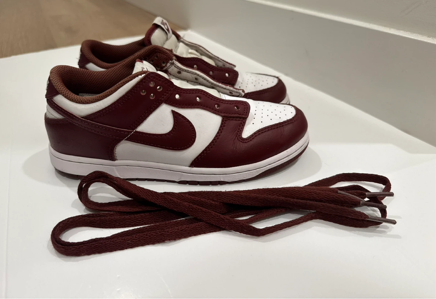 Nike Dunk Low Kids 3Y Burgundy & White Sneakers