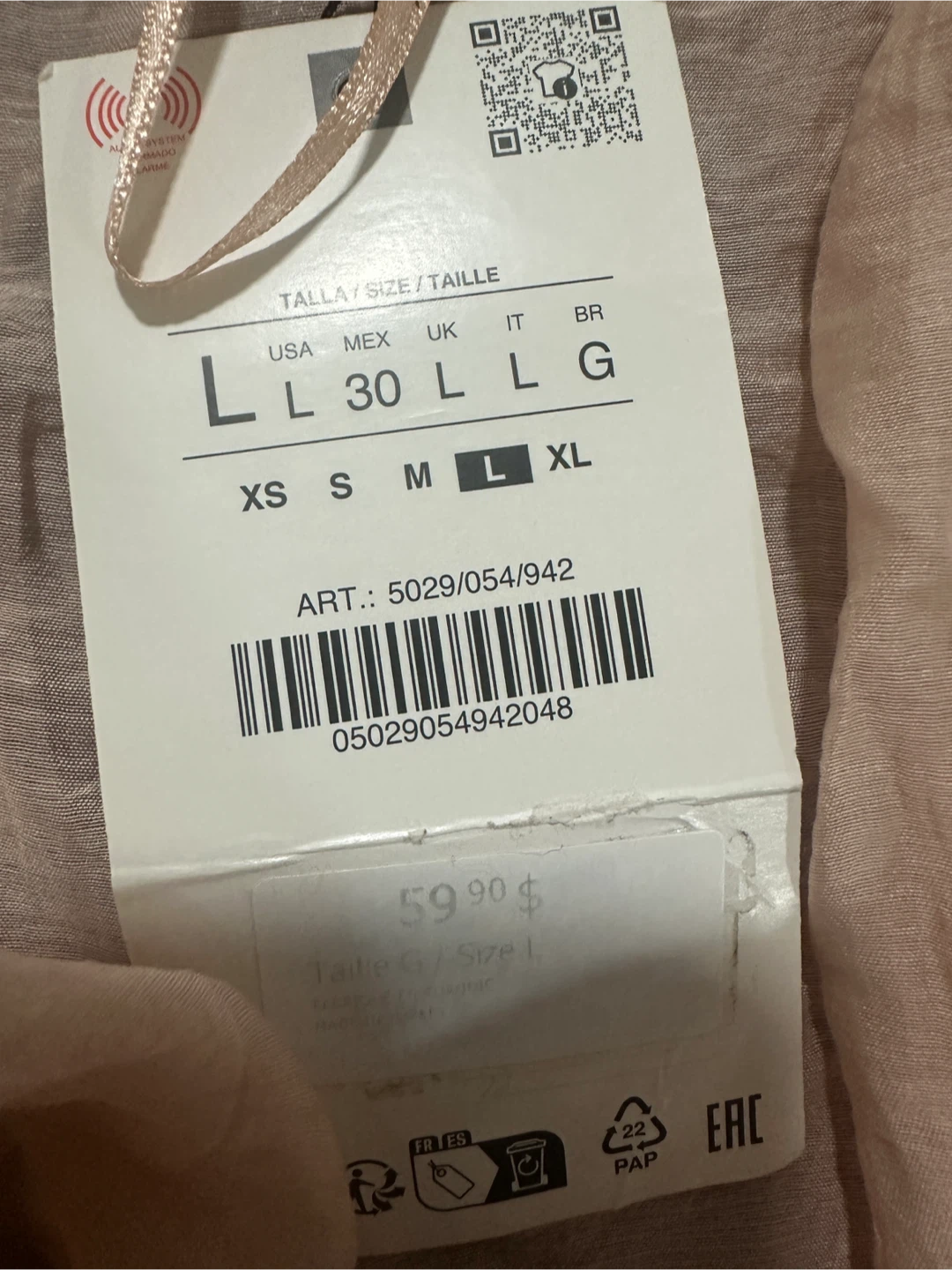 Zara Blush Pink Wrap Blouse Size Large - photo 3