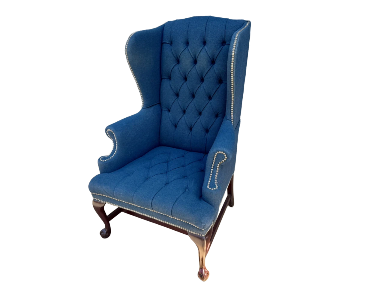 Blue Tufted Wingback Armchair - photo 2