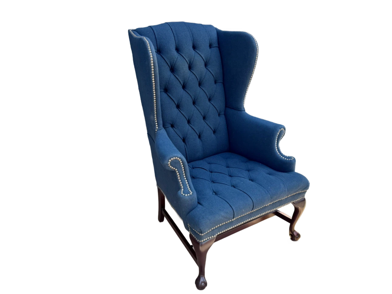 Blue Tufted Wingback Armchair - photo 3