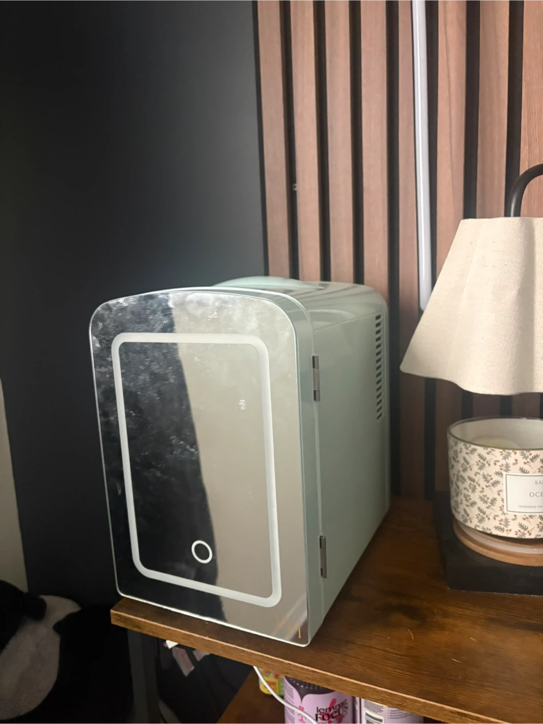 Mini Skincare Fridge with Lighted Mirror