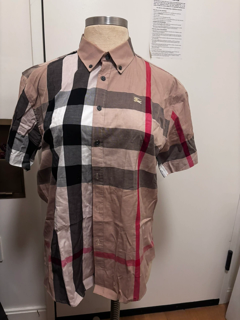 Burberry Check Short Sleeve Button-Down Shirt