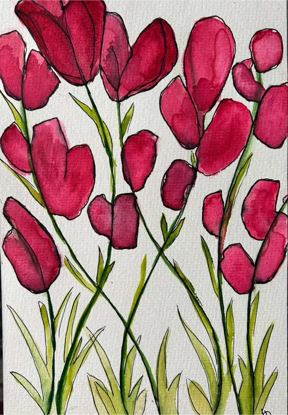 Watercolor Art Painting - Pink Floral Design - photo 2