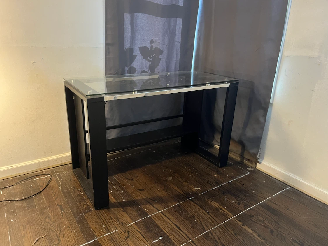 Modern Glass Top Desk with Storage - photo 2
