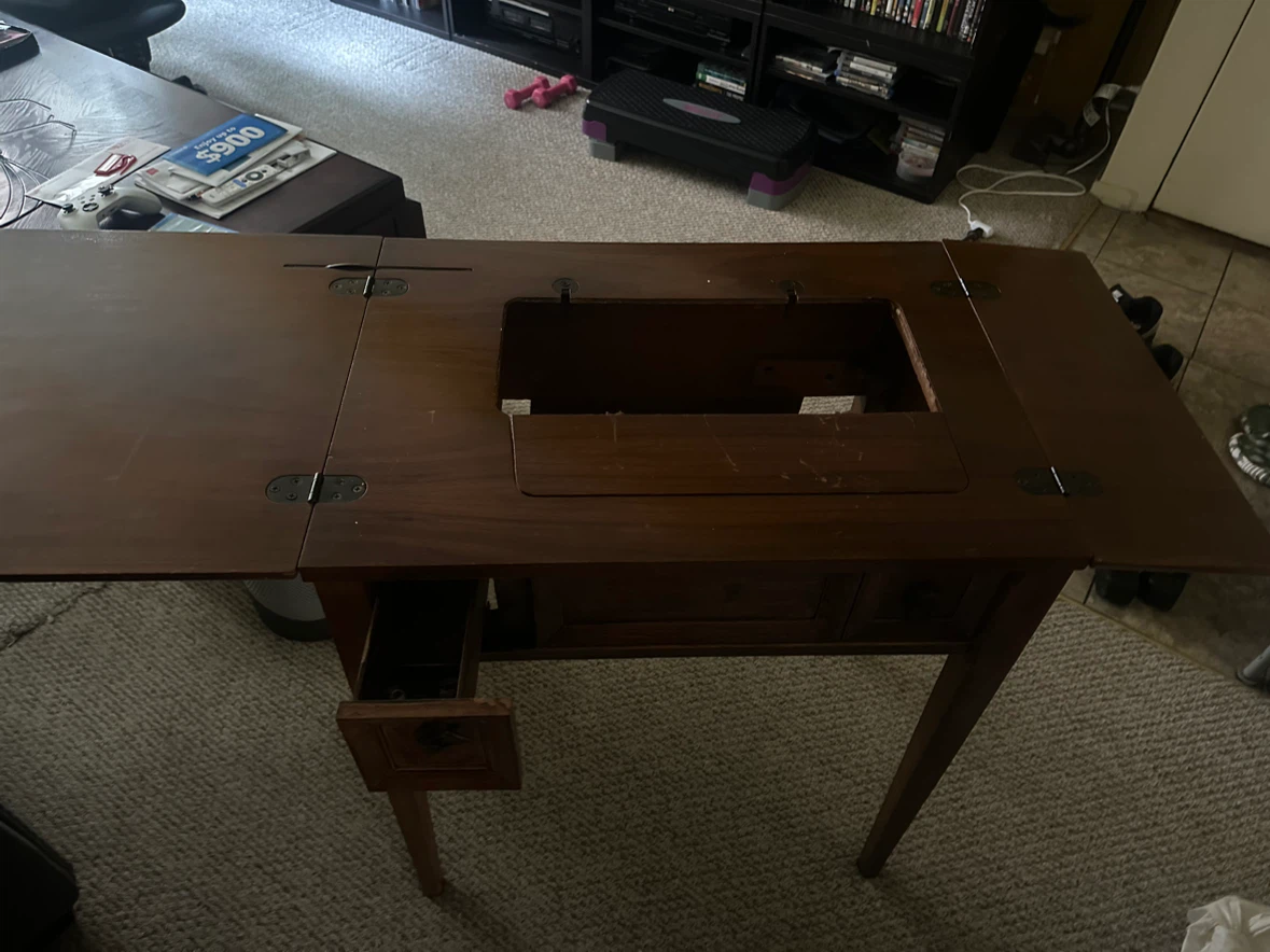 Brother LX3817A Sewing Machine and Wood Cabinet Table - photo 2