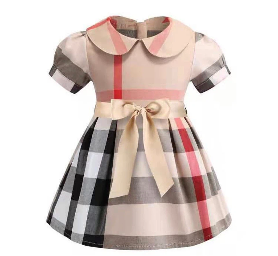 Girls Plaid Peter Pan Collar Dress