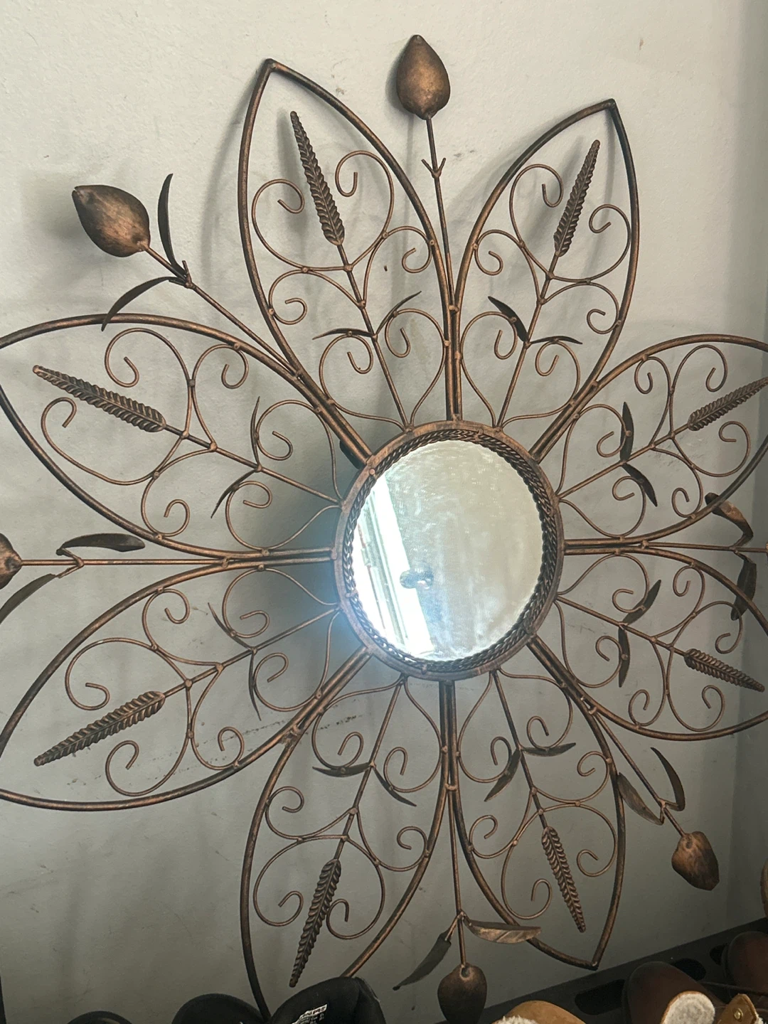 Decorative Floral Metal Wall Mirror