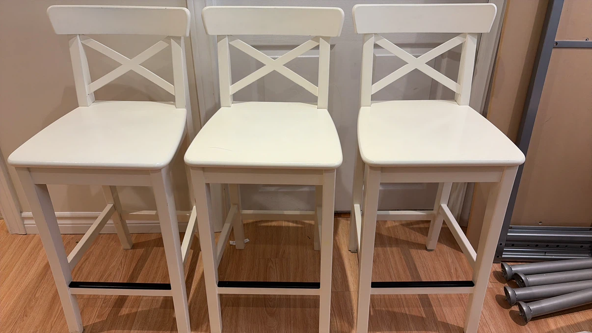 IKEA White Bar Stools (Set of 3)