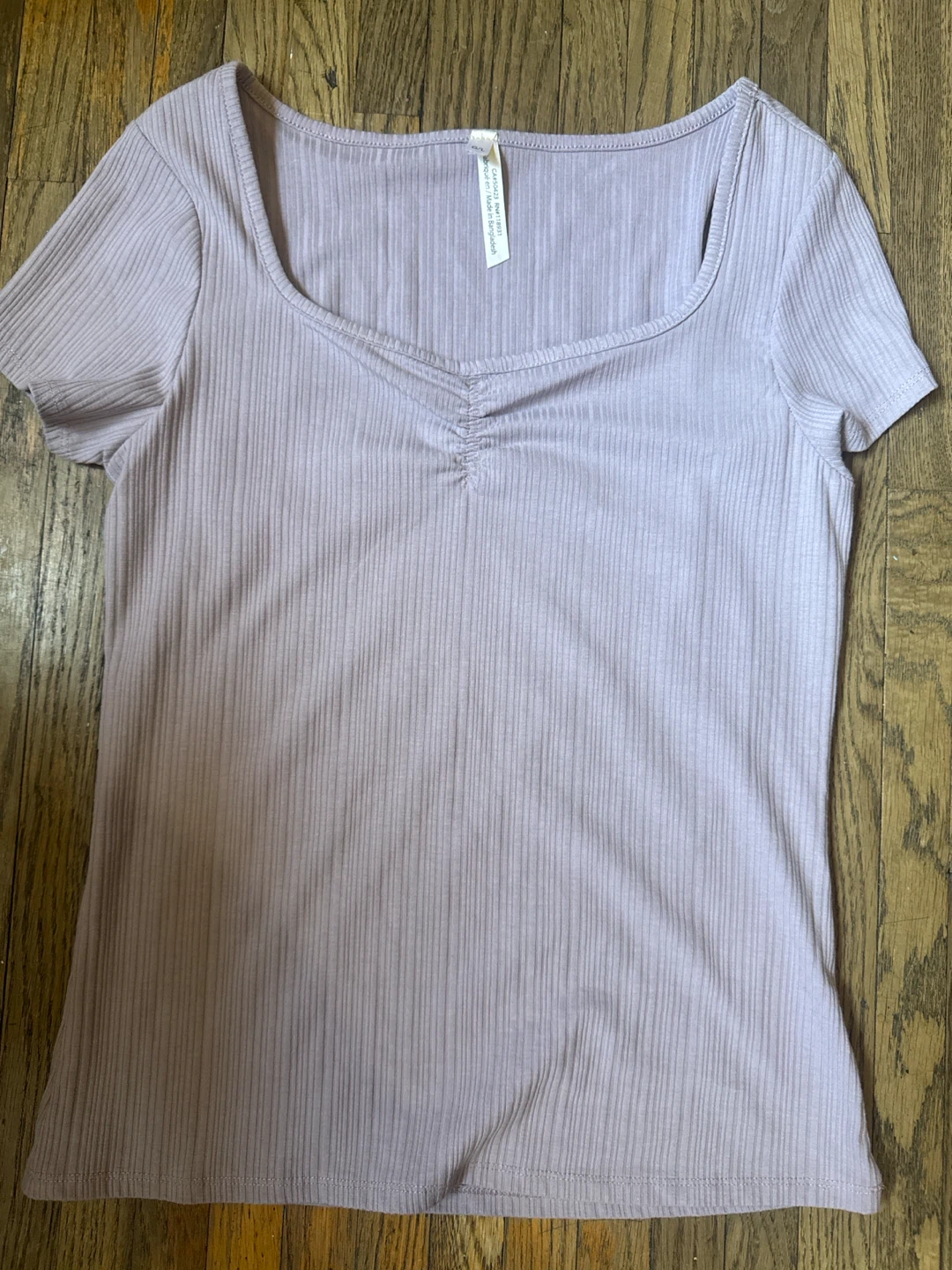 Light Purple Ribbed Short Sleeve Top
