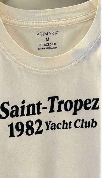 Primark Saint-Tropez 1982 Yacht Club T-Shirt - Cream - Size M - photo 2