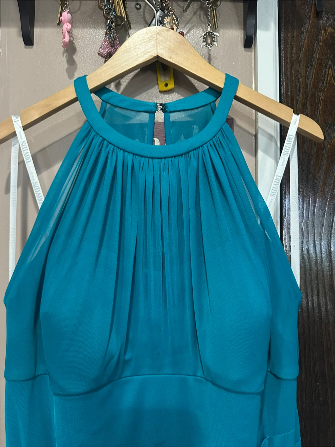 David's Bridal Teal Halter Gown - photo 2