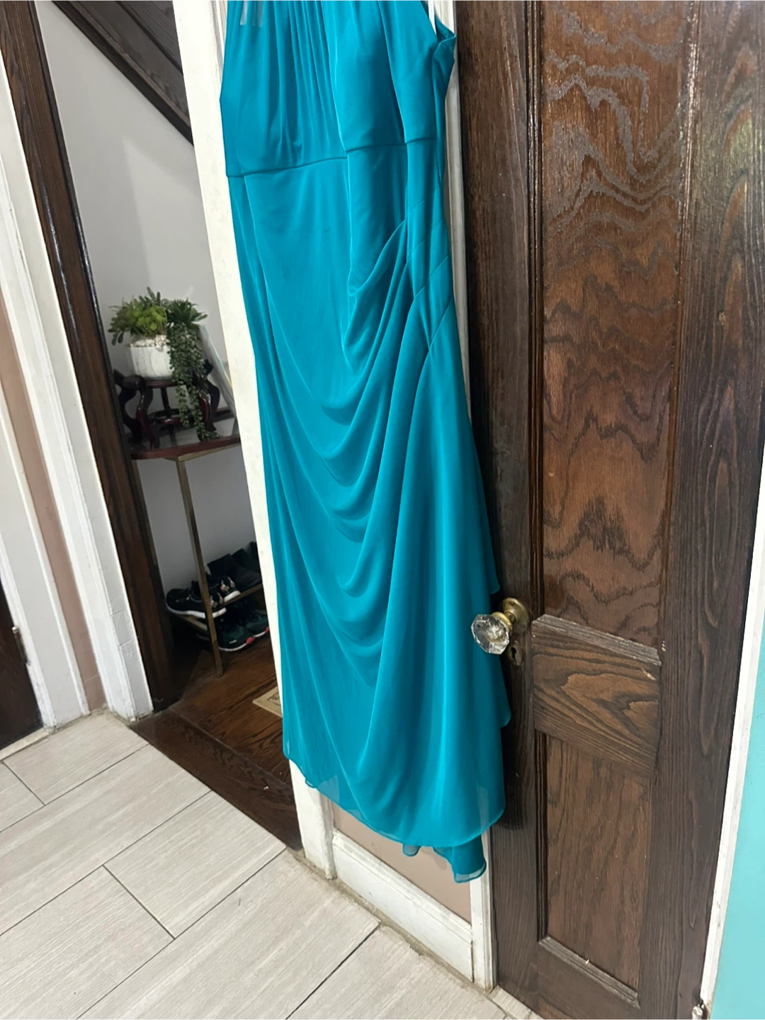 David's Bridal Teal Halter Gown - photo 3
