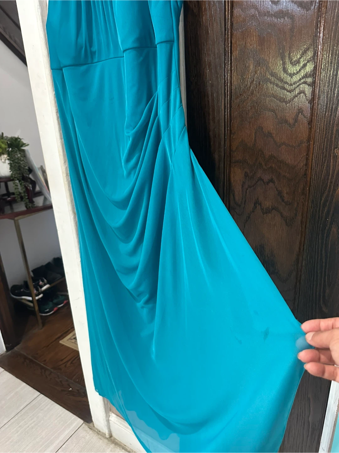 David's Bridal Teal Halter Gown - photo 4