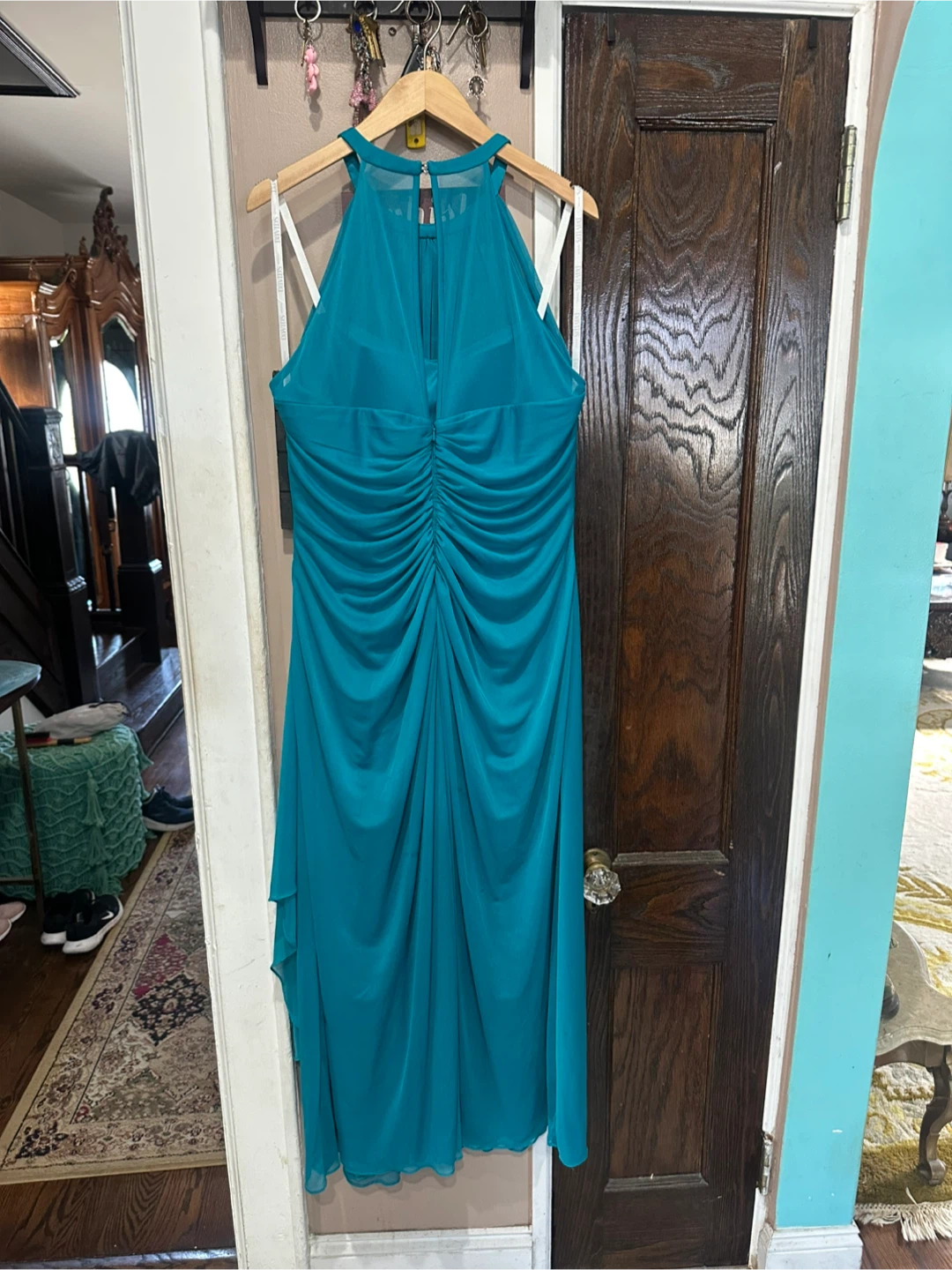 David's Bridal Teal Halter Gown - photo 5