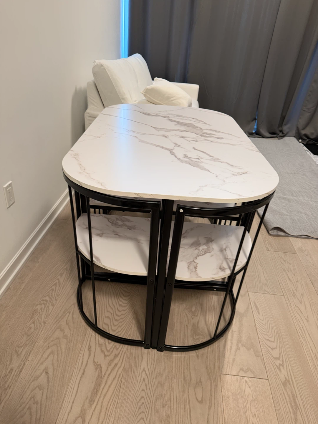 BRAND NEW: Space Saving Marble-Look Dining Set - photo 4
