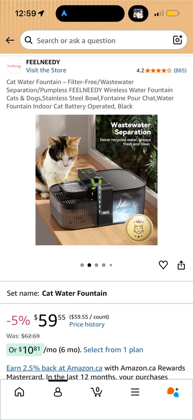 FEELNEEDY Wireless Cat Water Fountain - Black - photo 2