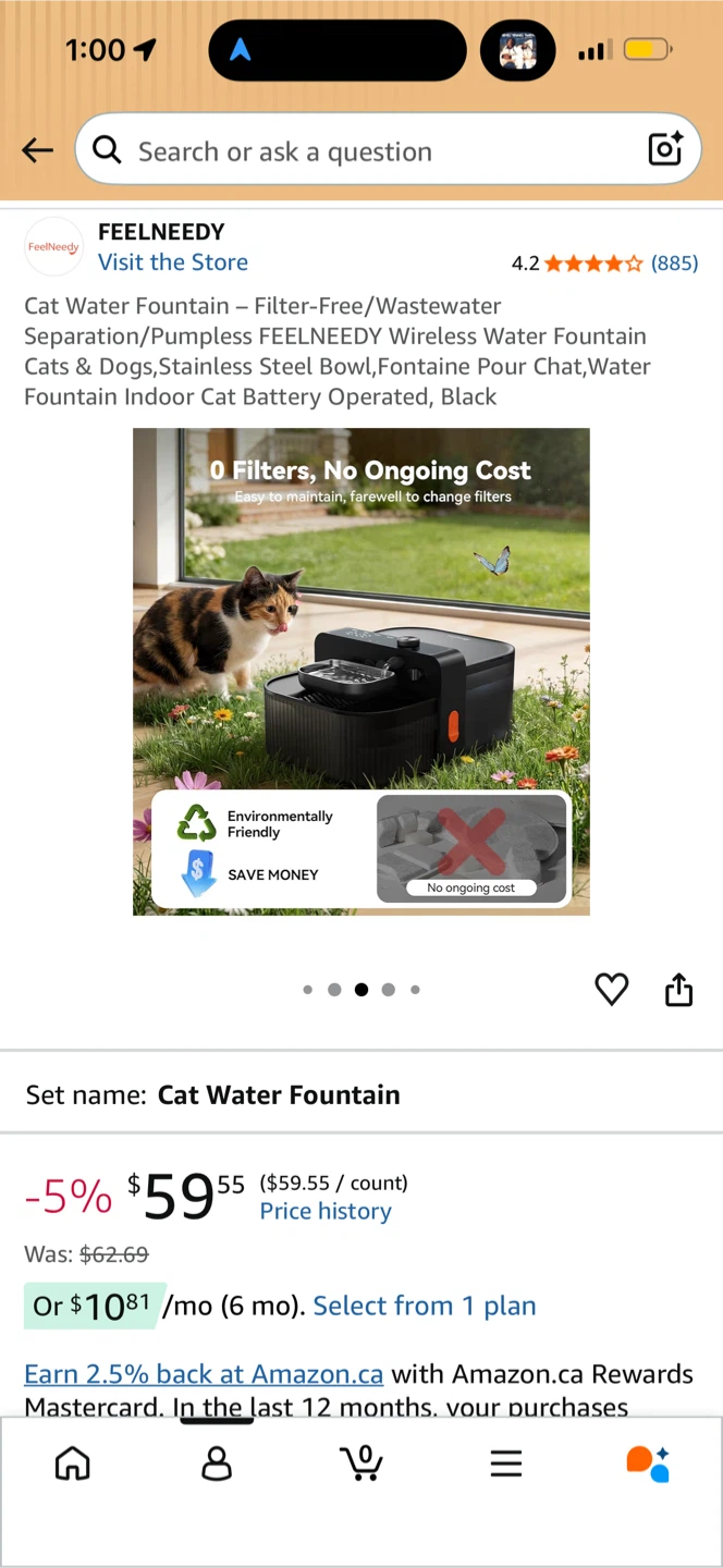 FEELNEEDY Wireless Cat Water Fountain - Black - photo 3