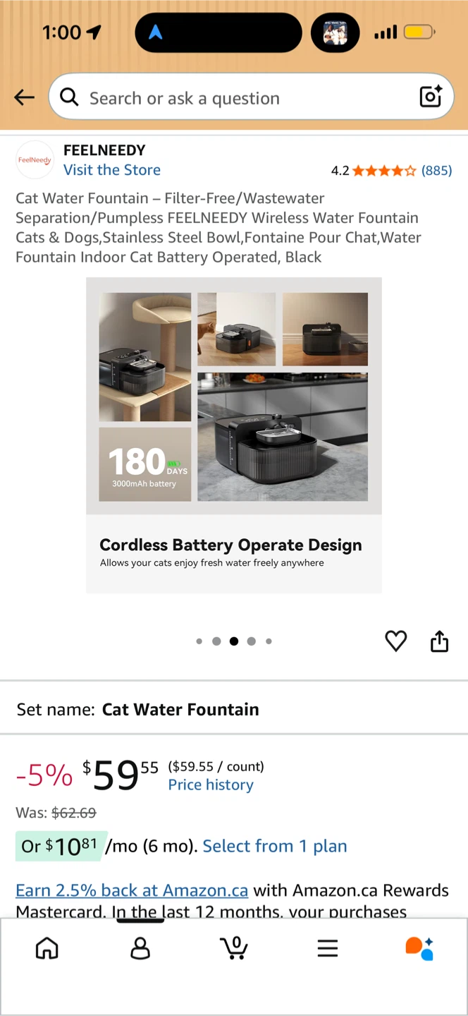 FEELNEEDY Wireless Cat Water Fountain - Black - photo 4