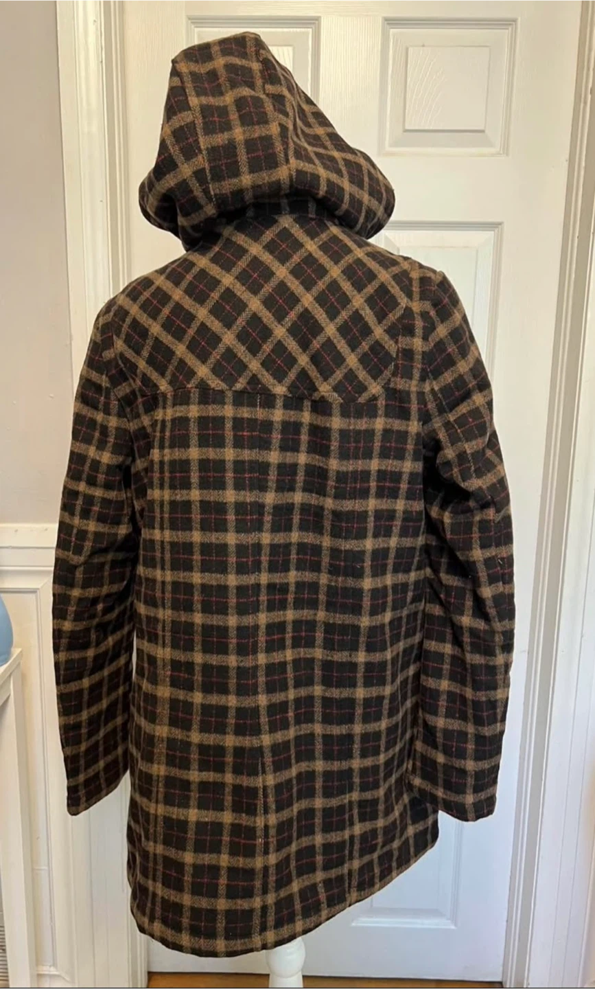 Hooded Plaid Duffle Coat - photo 2