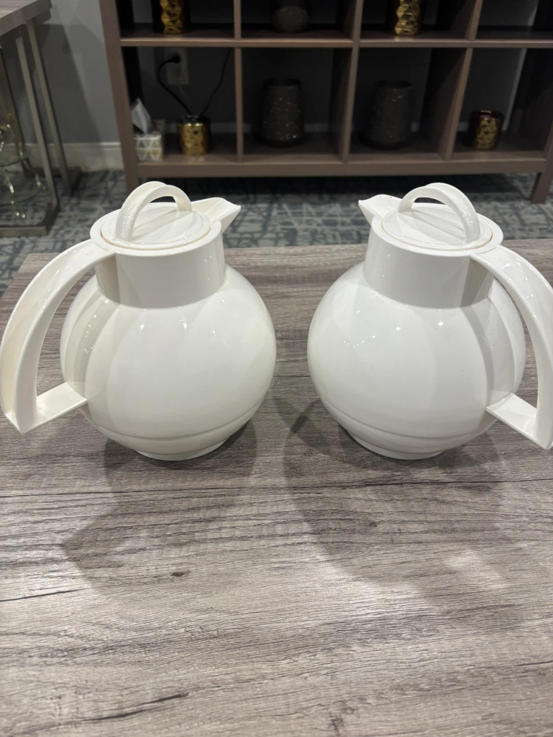Set of 2 White Thermos Pitchers