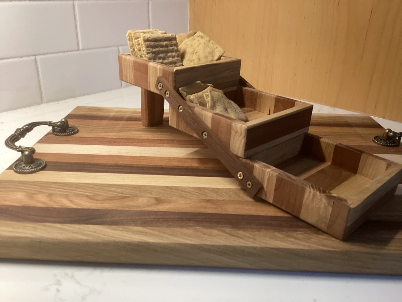 Charcuterie board with cracker tray