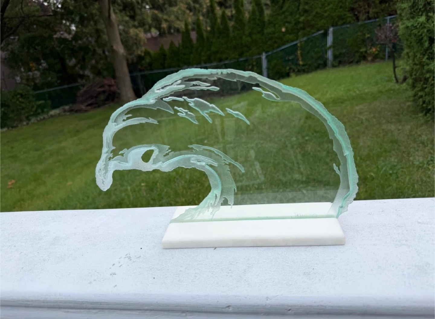 Romero Etched Glass Eagle Sculpture