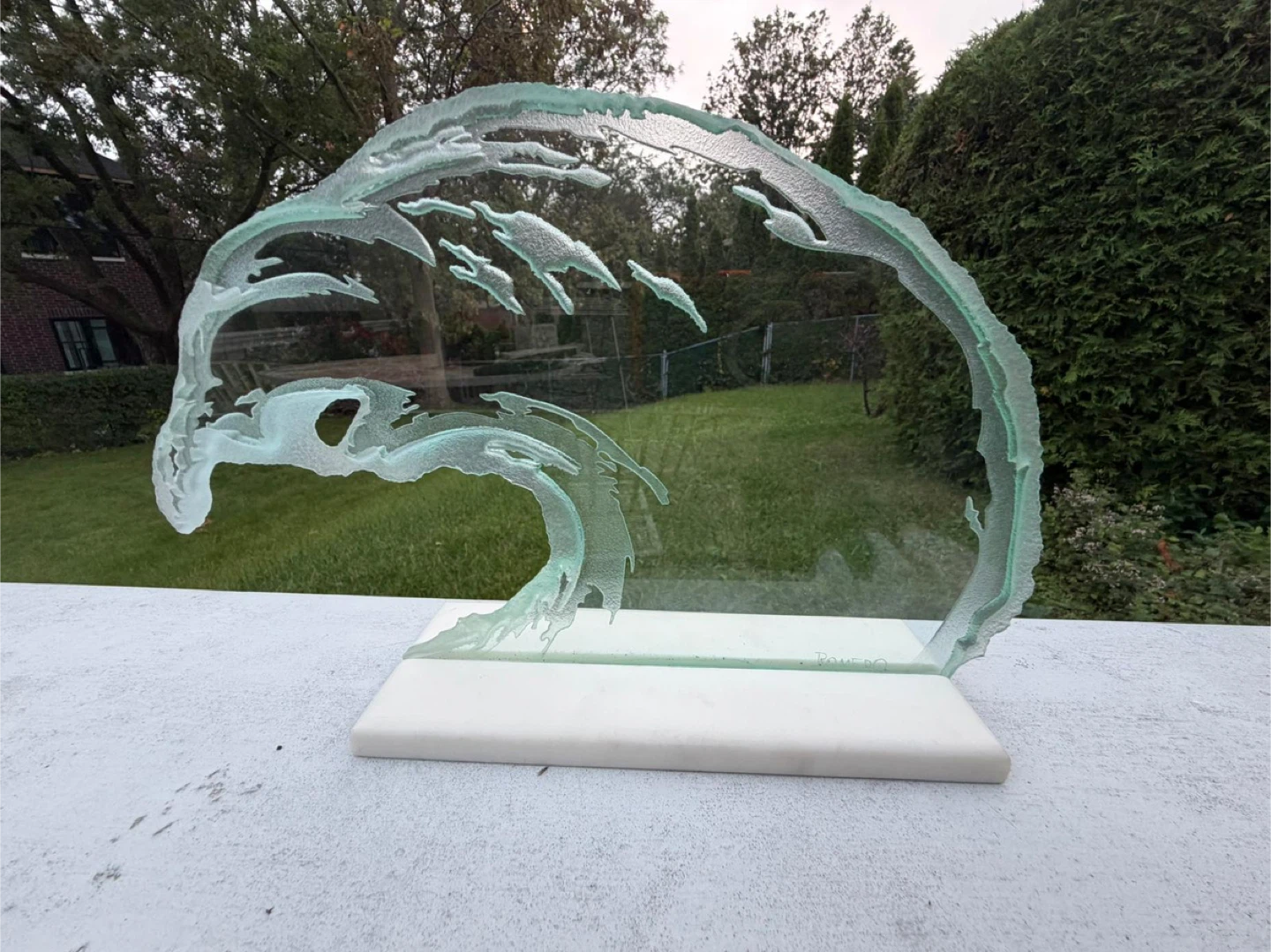 Romero Etched Glass Eagle Sculpture - photo 2