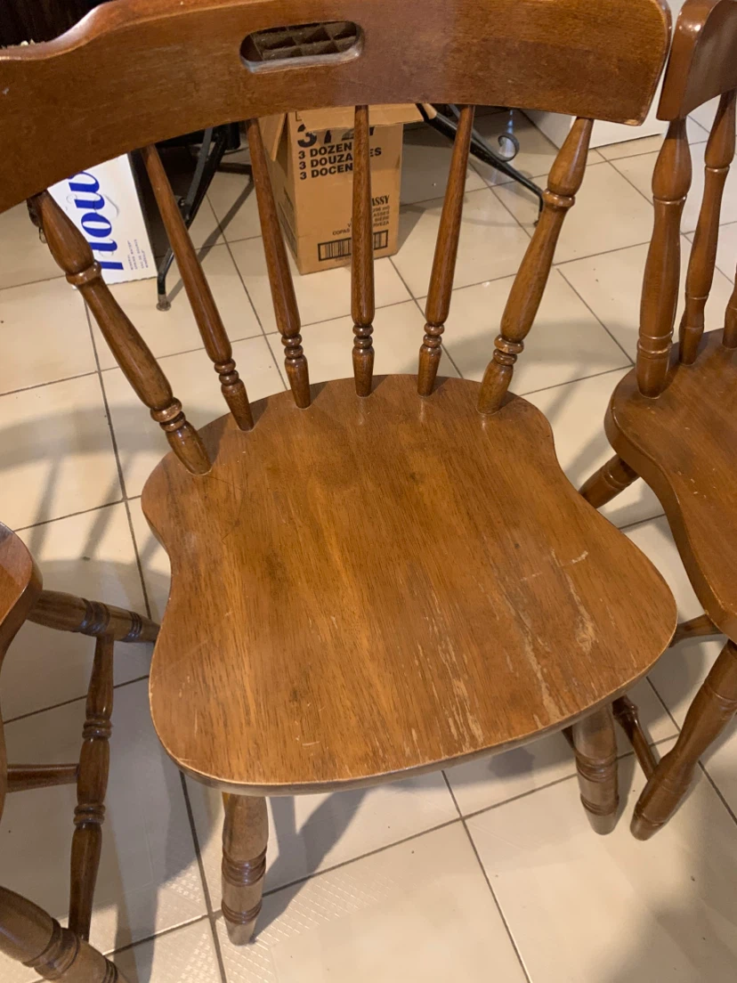 Set of 3 Wooden Spindle Back Dining Chairs - photo 5