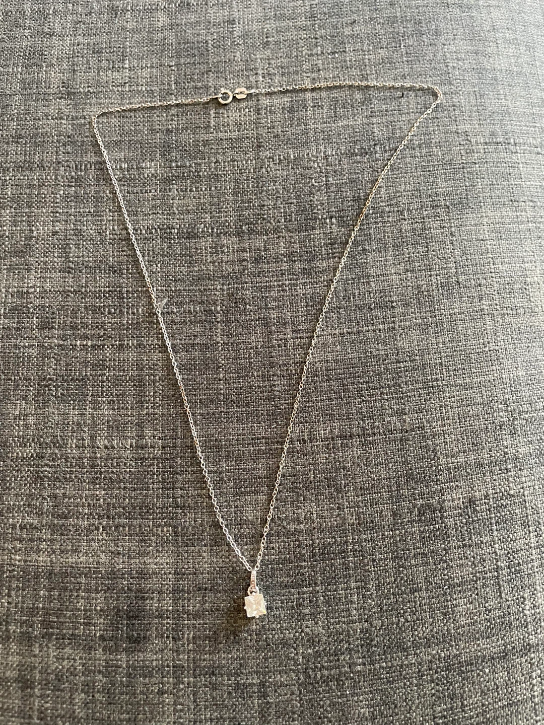 Silver-Tone Necklace with Square Pendant